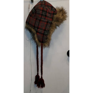 AMERICAN Eagle Hat Trapper Plaid with Faux Fur with built in Speakers